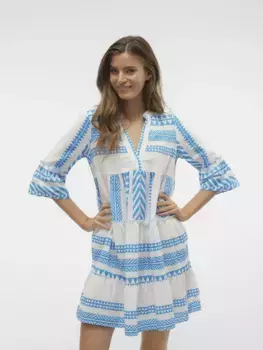 Платье-туника Vero Moda "VMDICTHE 3/4 TUNIC EXP", с воланом, синий