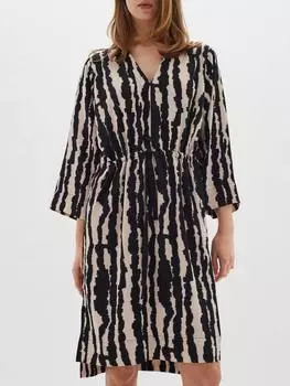 Платье-туника xeenia в абстрактную полоску с завязками на шнурках InWear, черный/разноцветный