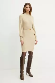Платье Twinset с добавлением шерсти, бежевый