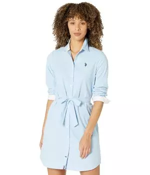 Платье U.S. POLO ASSN., Long Sleeve Solid Stretch Oxford Dress