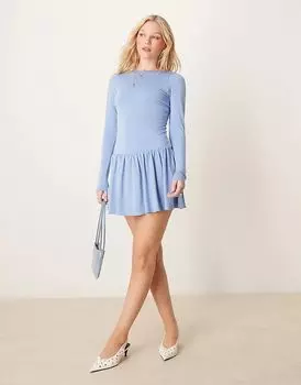 Платье-юбка с глубоким вырезом на спине и заниженной талией синего цвета Abercrombie & Fitch