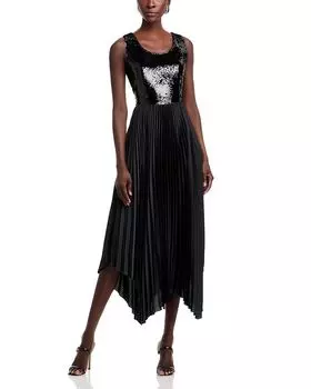 Платье-юбка с плиссировкой и пайетками Mave Elie Tahari, черный