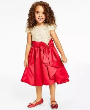 Платье-юбка с высоким и низким вырезом для маленьких девочек и каскадным бантом Rare Editions, мультиколор