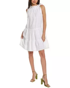 Платье Ulla Johnson из льна А-силуэта с ярусами, белый