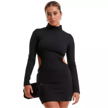 Платье Urban Classics Cut Out long sleeve short, черный