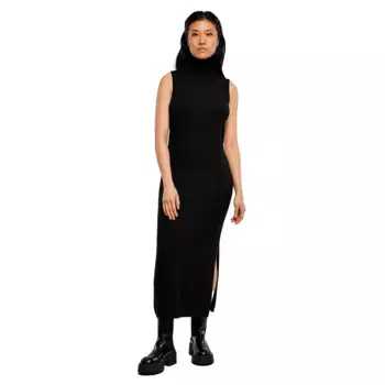 Платье Urban Classics Knitted Eco Viscose Turtleneck sleeveless midi, черный
