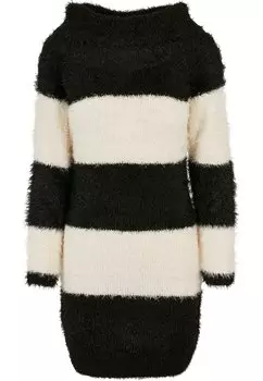 Платье Urban Classics OFF SHOULDER, черный/бело-песочный