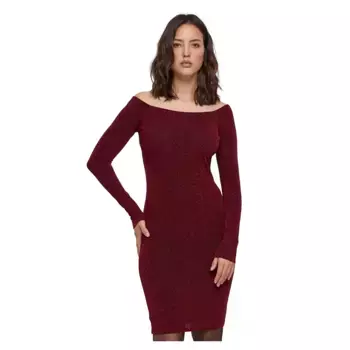 Платье Urban Classics Off Shoulder Glitter long sleeve, красный