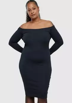 Платье Urban Classics OFF SHOULDER LONGSLEEVE, черно-синий