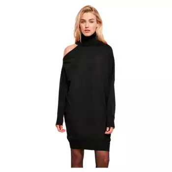 Платье Urban Classics One Shoulder Knit long sleeve short, черный