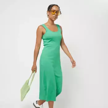 Платье Urban Classics Rib Top, зеленый