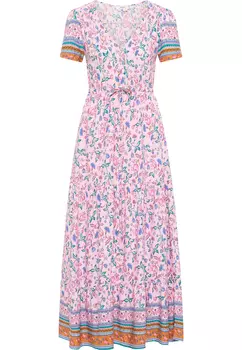 Платье usha FESTIVAL Maxi Mit Blumenprint, цвет Rosa Mehrfarbig