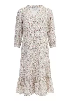 Платье Usha Midi Mit Blumenprint, цвет Wollweiss Mehrfarbig
