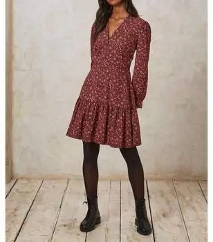 Платье V&A Glendale в бордовом цвете People Tree