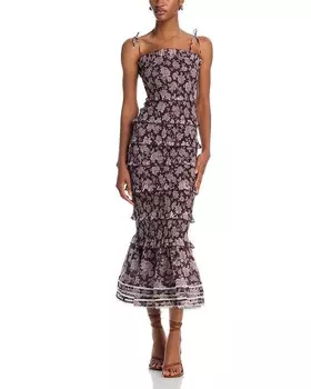 Платье V. Chapman цвета герани со сборками, коричневый