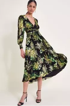 Платье Валерия с декоративными цветами Monsoon, черный