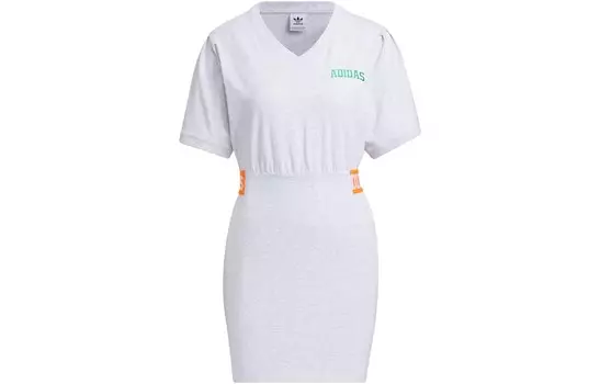 Платье VARCT с короткими рукавами женское светло-серое Adidas Originals