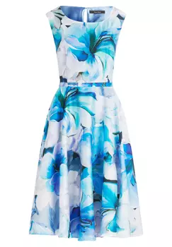 Платье Vera Mont Cocktail mit Print, цвет Blue/White