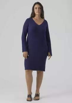 Платье Vero Moda Curve VMCBRITANY SLIT V-NK KNEE GA BOO, цвет astral aura