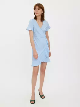 Платье Vero Moda Kurzes Wickel mit Rschen VMHENNA, синий