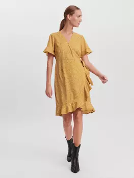 Платье Vero Moda Kurzes Wickel mit Rschen VMHENNA, желтый