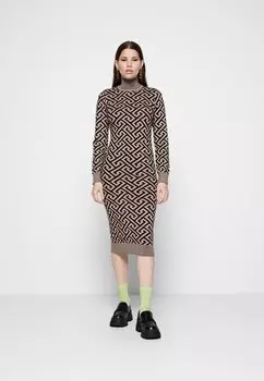 Платье Vero Moda VMARIA HIGH NECK CALF DRESS, черный/серебряная норка