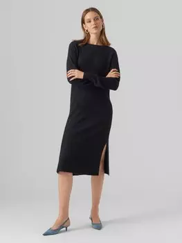 Платье Vero Moda VMLEFILE BOATNECK CALF DRESS, черный