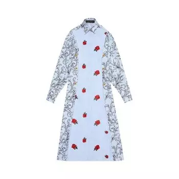 Платье Versace Long-Sleeve Collared Dress, синий