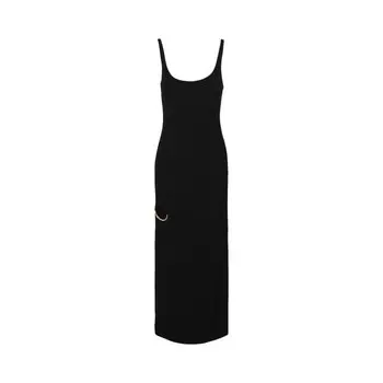 Платье Versace Ring Cutout Sleeveless Maxi Dress, черный