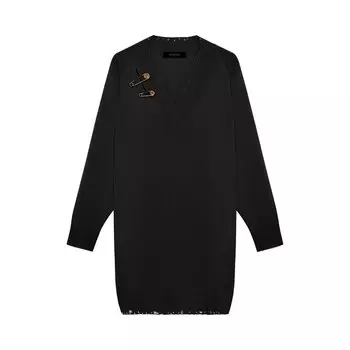 Платье Versace Safety Pin Zipper Detail Cap Sleeve Dress, черный