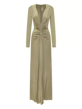 Платье Victoria Beckham с V-образным вырезом и отделкой, нейтральный