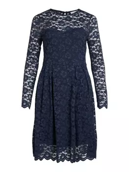 Платье VILA Kalila с ажурными рукавами, темно-синий