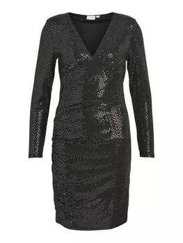 Платье Vila Mini Glitzer Langarm Pailletten Dress VIOLENE, черный