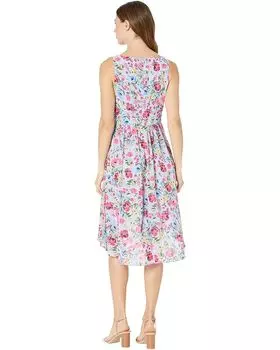 Платье Vince Camuto Chiffon Keyhole Twist Front High-Low Midi, синий