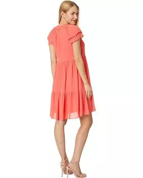 Платье Vince Camuto Chiffon Pleated Sleeve Float Dress, цвет Mango