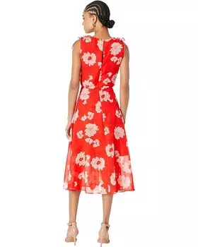 Платье Vince Camuto Chiffon V-Neck with Tie Shoulders, красный