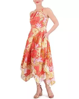 Платье Vince Camuto Halter Handker Cheif Hem Midi, цвет Pink Multi