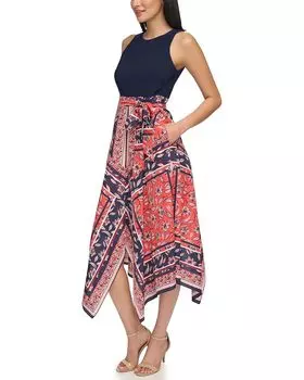 Платье Vince Camuto Handkerchief Hem Dress with Jersey Bodice, цвет Persimmon