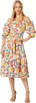 Платье Vince Camuto Off-the-Shoulder Flounce Midi, цвет Ivory Multi