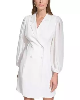 Платье Vince Camuto Signature Stretch Crepe Tuxedo With Chiffon Sleeves, слоновая кость