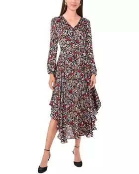 Платье Vince Camuto V-Neck Tie Waist Maxi Dress, цвет Rich Black