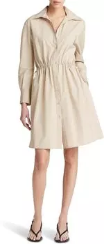 Платье Vince Drawcord Ruched Shirt Dress, цвет White Oak