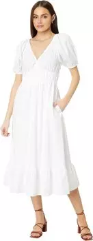 Платье Vineyard Vines Poplin V-Neck Midi Dress, цвет White Cap