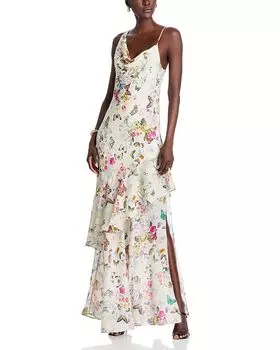 Платье "Viola" с асимметричным драпированным воротником L'AGENCE, белый