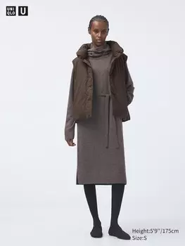 Платье-Водолазка из овечьей шерсти с высоким воротом Uniqlo, коричневый