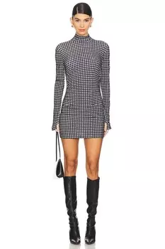 Платье-Водолазка с длинными рукавами и воротником-стойкой Norma Kamali, синий