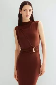Платье-Водолазка с драпировкой H&M, коричневый