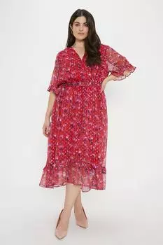 Платье в блестящую полоску с принтом Curve Wallis, красный