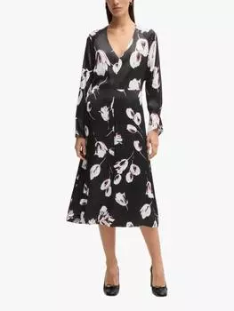 Платье в цветочек от diesha HUGO BOSS, черный/разноцветный