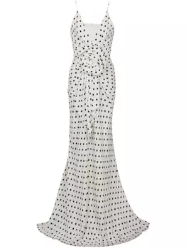 Платье в горох с аппликацией Balmain, белый